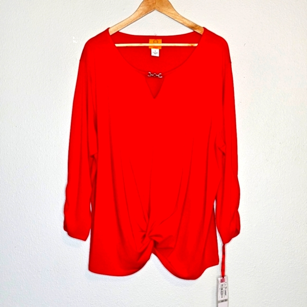 Ruby Rd. Red Top Polyester Spandex Size 1X